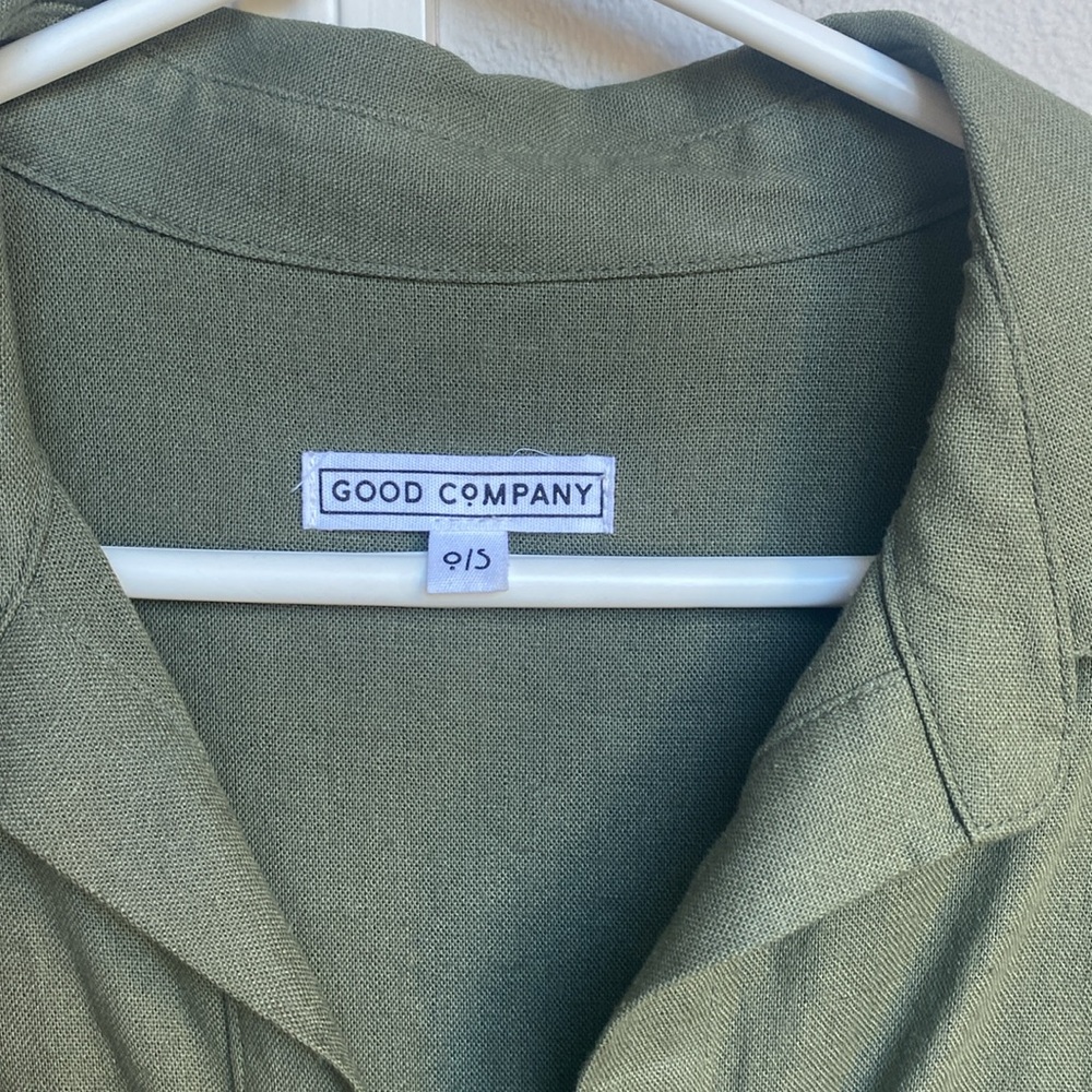 SBJ / GOOD COMPANY tunic blouse in olive green linen/rayon - Picture 2 of 9